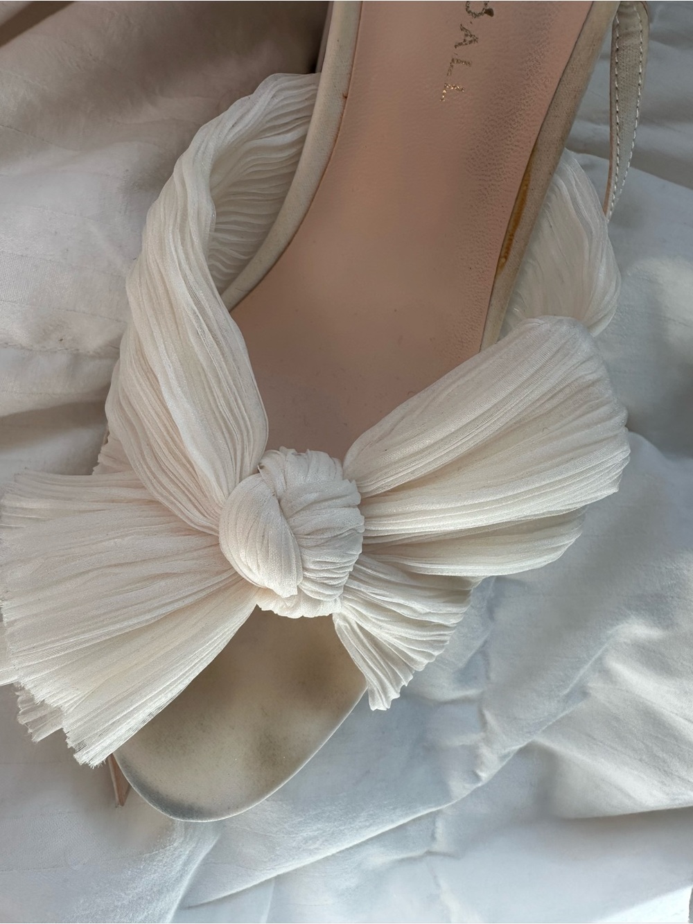Loeffler Randall Natalia Pearl Platform Bow Heel Sandals Ivory Bridal Wedding - Picture 8 of 9